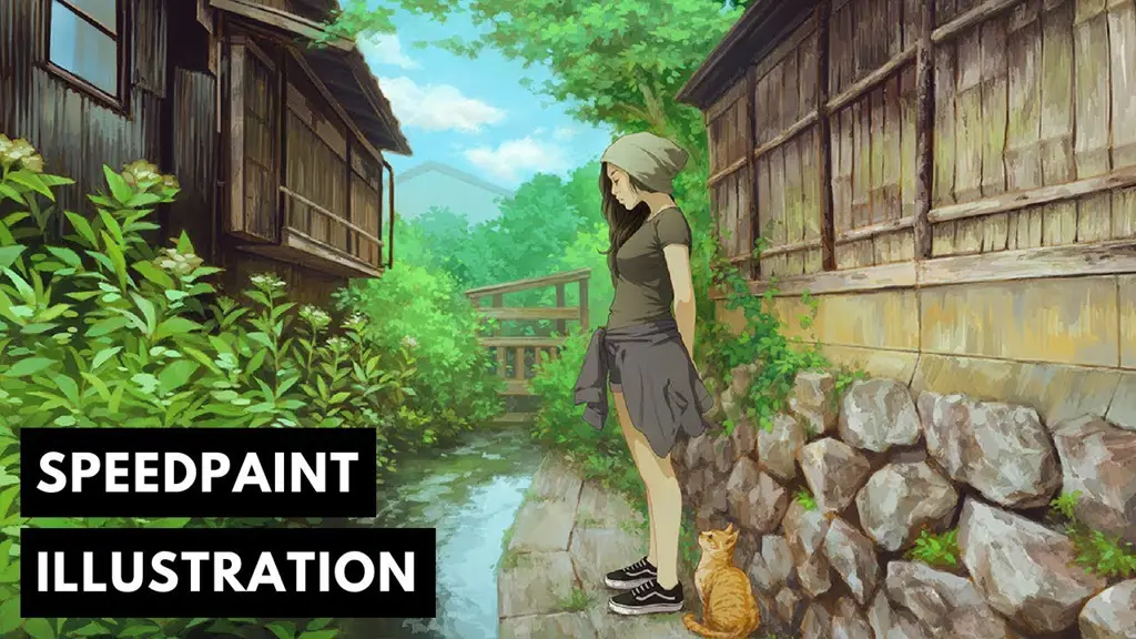 Contoh sketsa anime dengan latar dan detail yang rumit Gambar sketsa anime dengan latar belakang detail