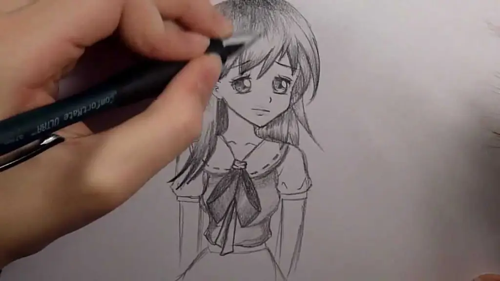 Teknik shading dan highlighting pada sketsa anime Sketsa gadis anime dengan teknik shading dan highlighting